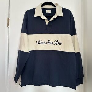 Aimé Leon Dore Script Paneled Rugby Navy/White